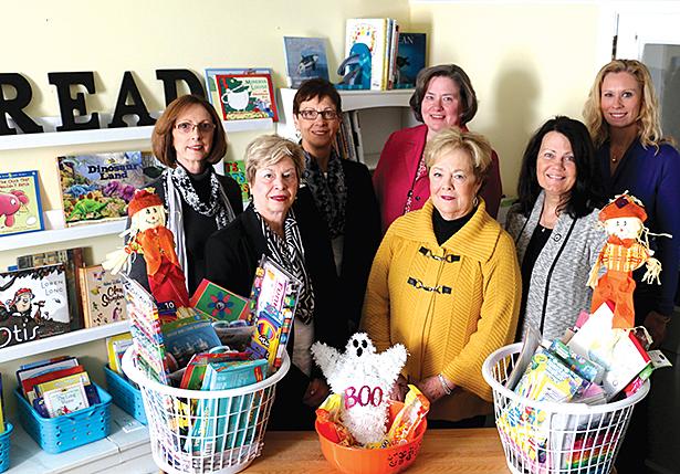 The GFWC-West Side Women’s Club donated art supplies to the children in the Ruth Matthews Bourger Women with Children Program (WWC) at Misericordia University. Participating in the presentation, first row from left, are GFWC Club Women Joanne Corey, club member; Linda McGeehan, a 1972 graduate of Misericordia and co-chair, Home Life Committee, and Deidre Kaminski, GFCW, president; standing, Ginny Zdanowicz, a 1972 graduate of Misericordia and co-chair, Home Life Committee; Carla Finn, publicity chair, Home Life Committee; Theresa Doughty, coordinator, WWC program, and Katherine Pohlidal, director, WWC program.