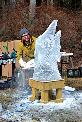 One of the head carvers for Sculpted Ice Works was a part of the professional ice carving competition. He created a beautiful angel fish within minutes.