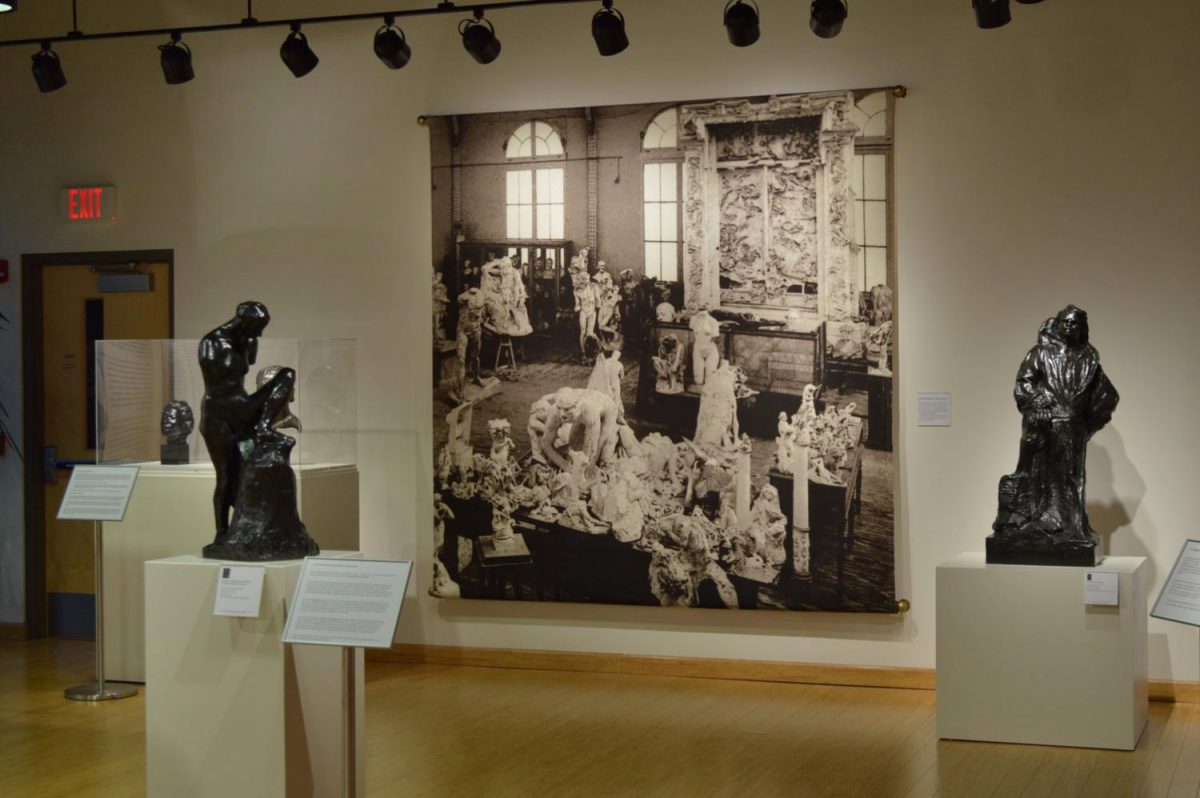 Sculptures from the Auguste Rodin exhibit at the Pauly Friedman Art Gallery located in Insalaco Hall until Dec. 9.