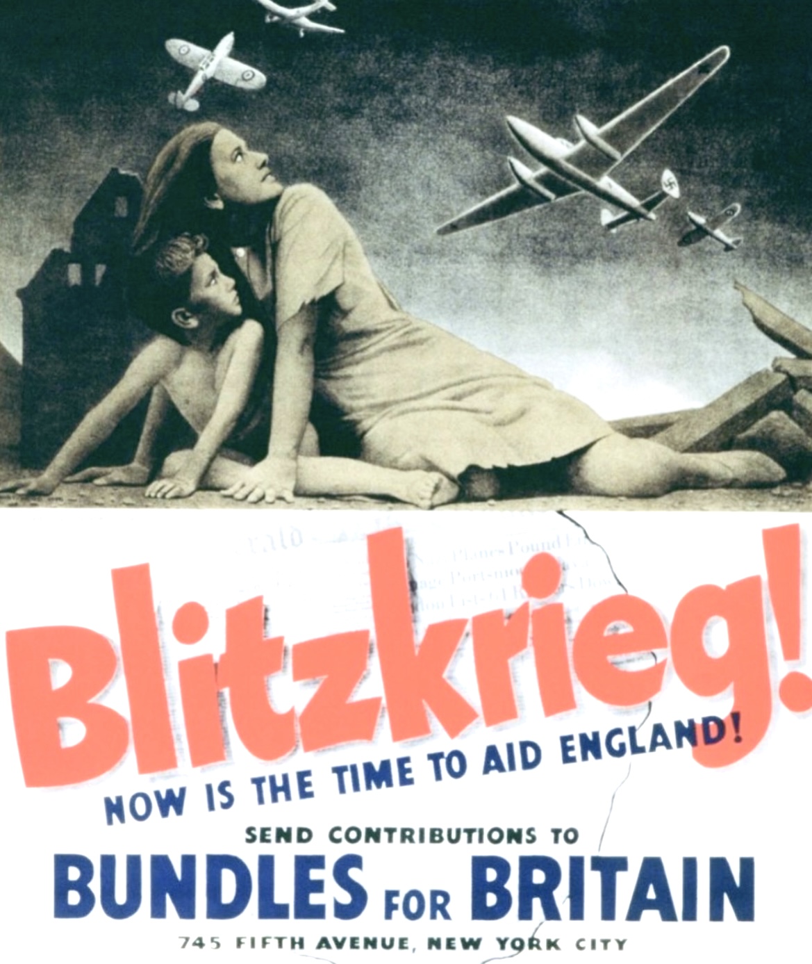 Blitzkrieg - Poster designed by Grant Wood to raise money
for British citizens during World War II