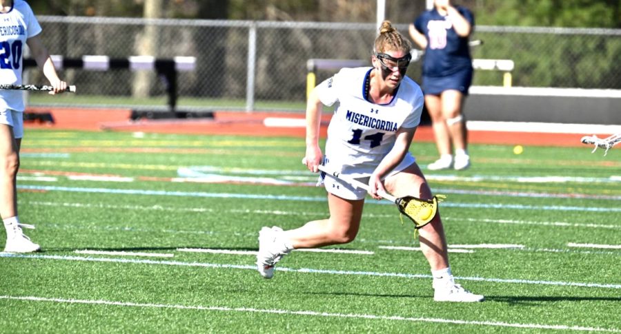 Michelle Torzilli in action during a game, photo via Misericordia Athletics