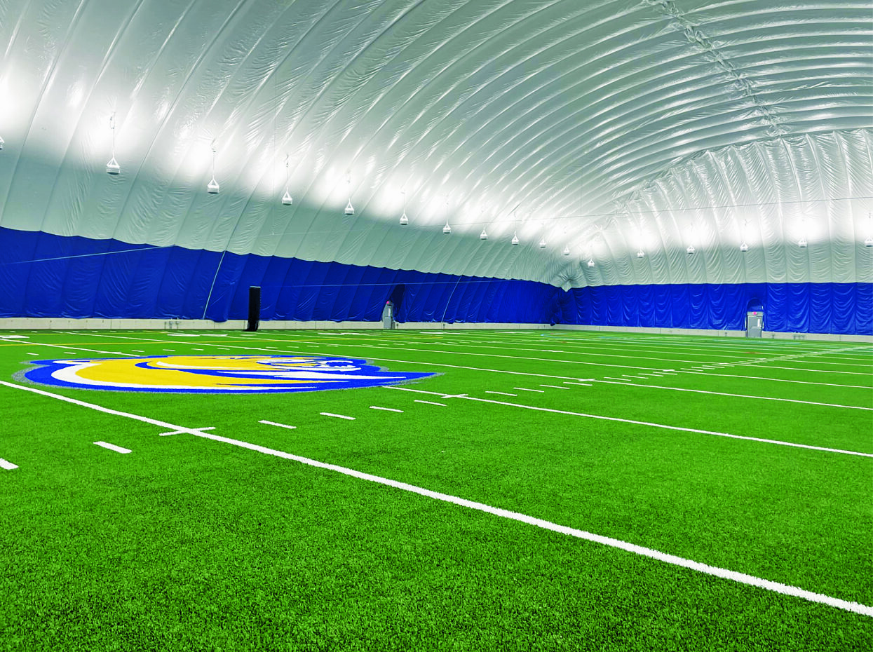 The interior of the recently constructed sports dome. 