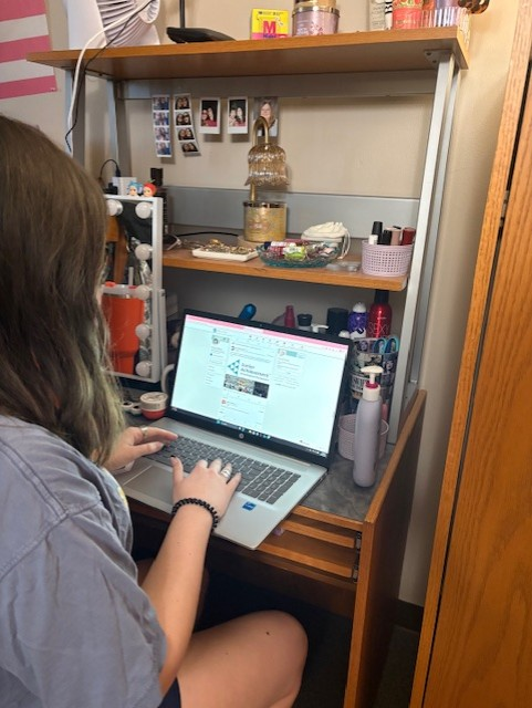 Student checks LinkedIn